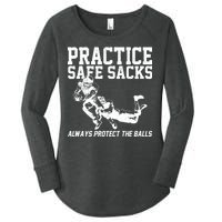 Practice Safe Sacks Funny Football Women's Perfect Tri Tunic Long Sleeve Shirt