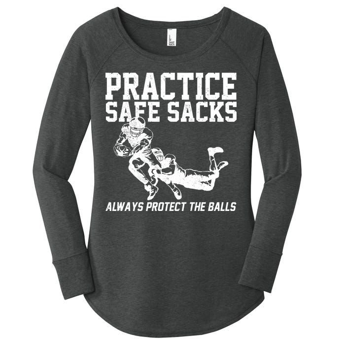 Practice Safe Sacks Funny Football Women's Perfect Tri Tunic Long Sleeve Shirt