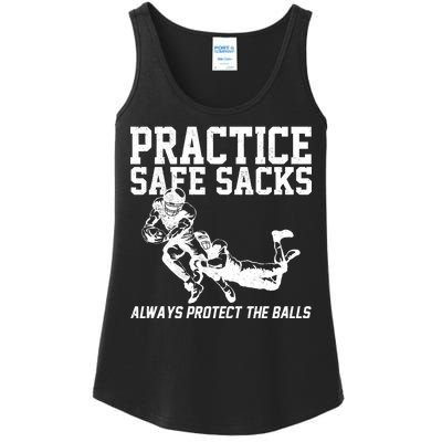 Practice Safe Sacks Funny Football Ladies Essential Tank