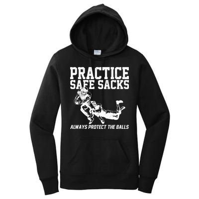 Practice Safe Sacks Funny Football Women's Pullover Hoodie