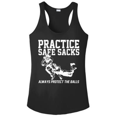 Practice Safe Sacks Funny Football Ladies PosiCharge Competitor Racerback Tank