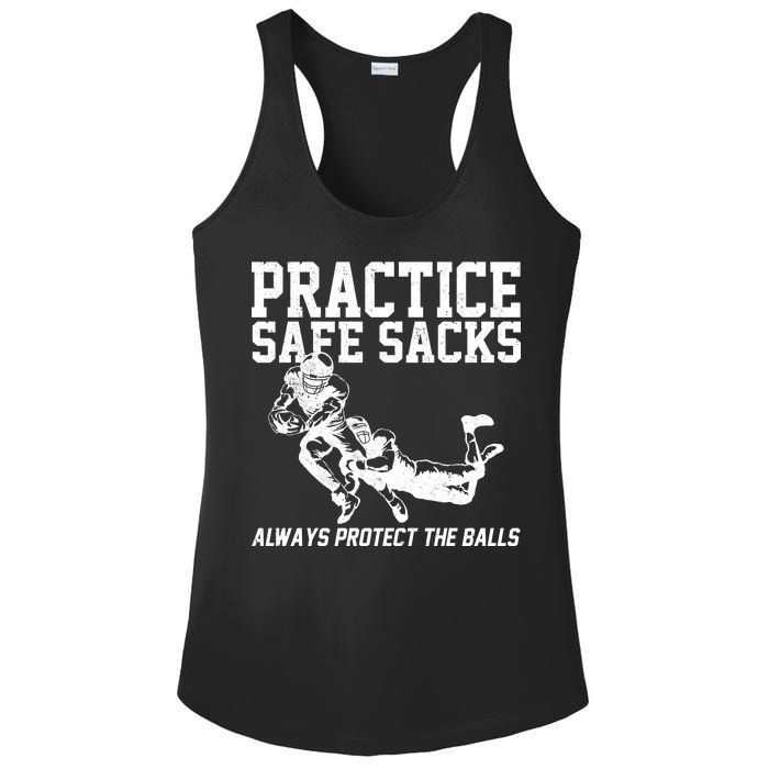 Practice Safe Sacks Funny Football Ladies PosiCharge Competitor Racerback Tank