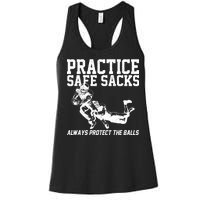 Practice Safe Sacks Funny Football Women's Racerback Tank