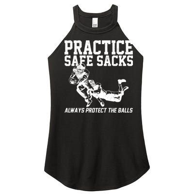 Practice Safe Sacks Funny Football Women's Perfect Tri Rocker Tank