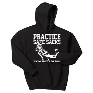 Practice Safe Sacks Funny Football Kids Hoodie