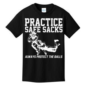 Practice Safe Sacks Funny Football Kids T-Shirt