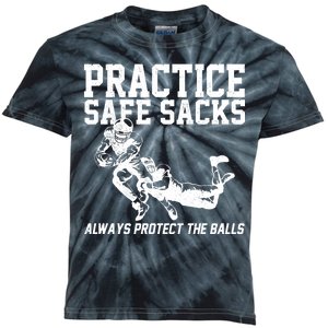 Practice Safe Sacks Funny Football Kids Tie-Dye T-Shirt