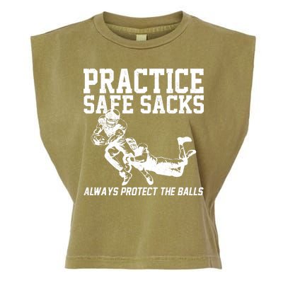 Practice Safe Sacks Funny Football Garment-Dyed Women's Muscle Tee