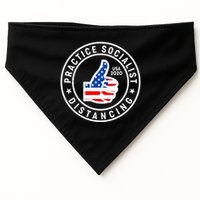 Practice Socialist Distancing Emblem USA Flag Thumbs Up  USA-Made Doggie Bandana