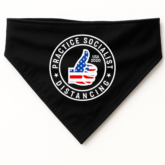 Practice Socialist Distancing Emblem USA Flag Thumbs Up  USA-Made Doggie Bandana