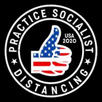 Practice Socialist Distancing Emblem USA Flag Thumbs Up  USA-Made Doggie Bandana