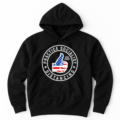Practice Socialist Distancing Emblem USA Flag Thumbs Up  Hoodie