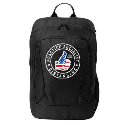 Practice Socialist Distancing Emblem USA Flag Thumbs Up  City Backpack