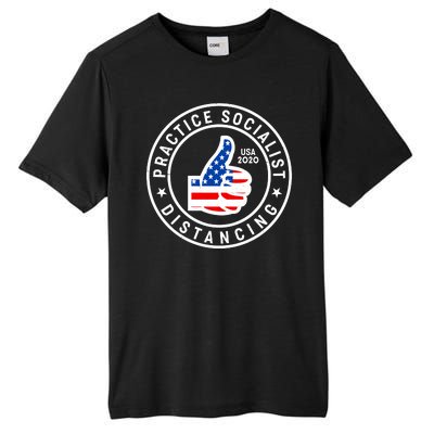 Practice Socialist Distancing Emblem USA Flag Thumbs Up  Tall Fusion ChromaSoft Performance T-Shirt