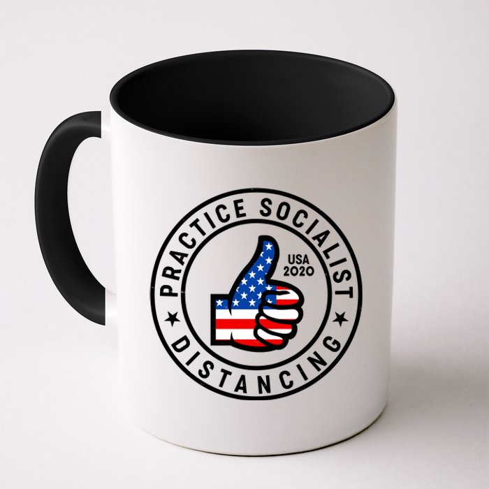 Practice Socialist Distancing Emblem USA Flag Thumbs Up  Coffee Mug