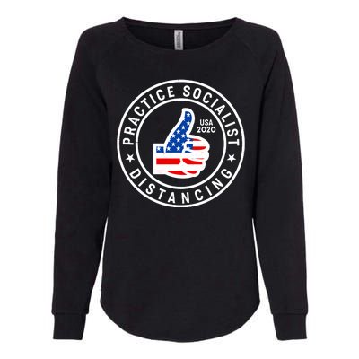 Practice Socialist Distancing Emblem USA Flag Thumbs Up  Womens California Wash Sweatshirt