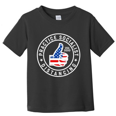 Practice Socialist Distancing Emblem USA Flag Thumbs Up  Toddler T-Shirt