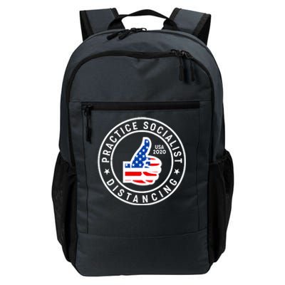 Practice Socialist Distancing Emblem USA Flag Thumbs Up  Daily Commute Backpack