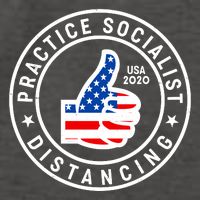 Practice Socialist Distancing Emblem USA Flag Thumbs Up  Vector Backpack