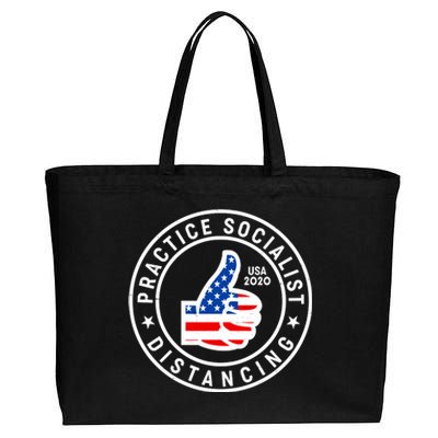 Practice Socialist Distancing Emblem USA Flag Thumbs Up  Cotton Canvas Jumbo Tote