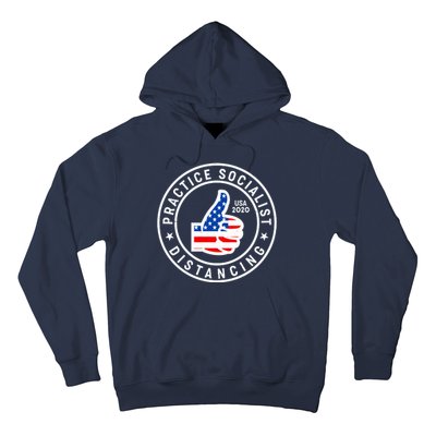 Practice Socialist Distancing Emblem USA Flag Thumbs Up  Hoodie