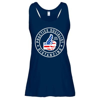 Practice Socialist Distancing Emblem USA Flag Thumbs Up  Ladies Essential Flowy Tank