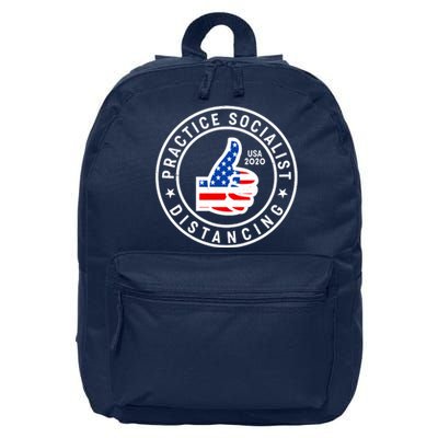 Practice Socialist Distancing Emblem USA Flag Thumbs Up  16 in Basic Backpack