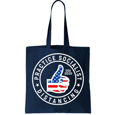 Practice Socialist Distancing Emblem USA Flag Thumbs Up  Tote Bag