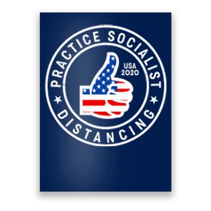 Practice Socialist Distancing Emblem USA Flag Thumbs Up  Poster