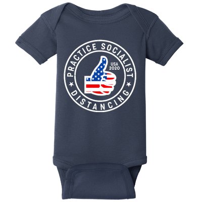 Practice Socialist Distancing Emblem USA Flag Thumbs Up  Baby Bodysuit