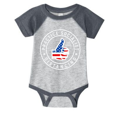 Practice Socialist Distancing Emblem USA Flag Thumbs Up  Infant Baby Jersey Bodysuit