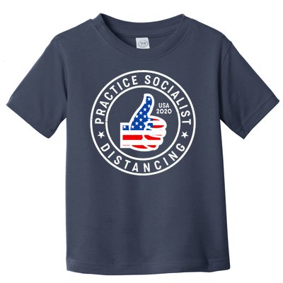 Practice Socialist Distancing Emblem USA Flag Thumbs Up  Toddler T-Shirt