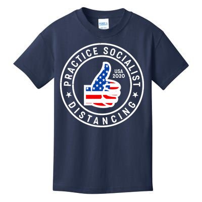 Practice Socialist Distancing Emblem USA Flag Thumbs Up  Kids T-Shirt