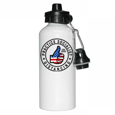 Practice Socialist Distancing Emblem USA Flag Thumbs Up  Aluminum Water Bottle