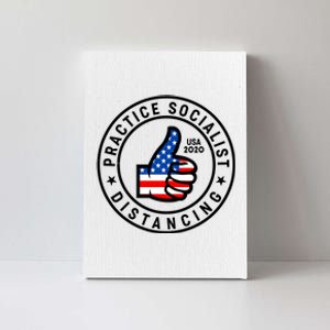 Practice Socialist Distancing Emblem USA Flag Thumbs Up  Canvas