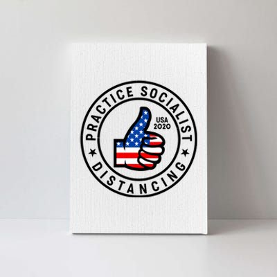 Practice Socialist Distancing Emblem USA Flag Thumbs Up  Canvas