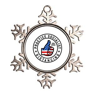 Practice Socialist Distancing Emblem USA Flag Thumbs Up  Metallic Star Ornament