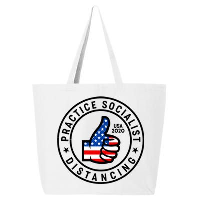 Practice Socialist Distancing Emblem USA Flag Thumbs Up  25L Jumbo Tote