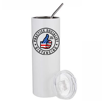 Practice Socialist Distancing Emblem USA Flag Thumbs Up  Stainless Steel Tumbler