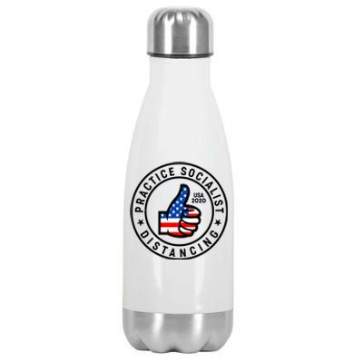 Practice Socialist Distancing Emblem USA Flag Thumbs Up  Stainless Steel Insulated Water Bottle