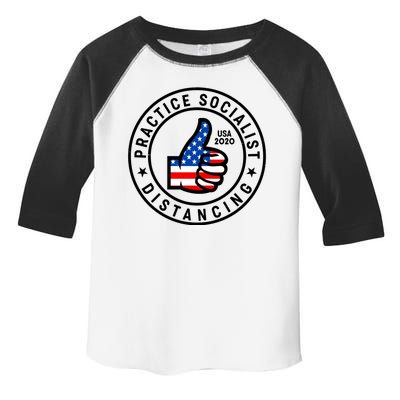 Practice Socialist Distancing Emblem USA Flag Thumbs Up  Toddler Fine Jersey T-Shirt