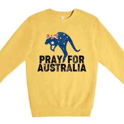 Pray for Australia Kangaroo Australian Flag Premium Crewneck Sweatshirt