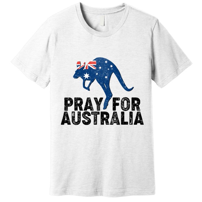 Pray for Australia Kangaroo Australian Flag Premium T-Shirt