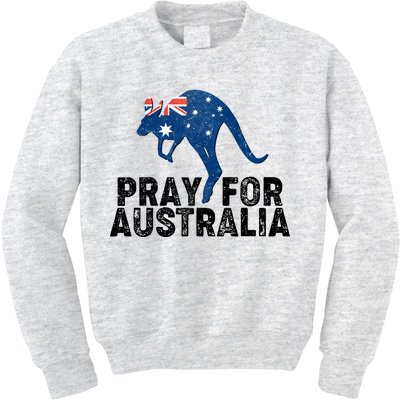 Pray for Australia Kangaroo Australian Flag Kids Sweatshirt