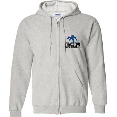 Pray for Australia Kangaroo Australian Flag Full Zip Hoodie