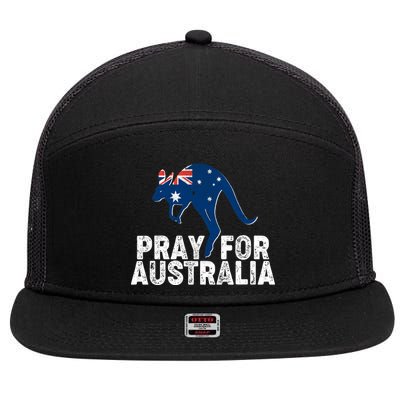 Pray for Australia Kangaroo Australian Flag 7 Panel Mesh Trucker Snapback Hat