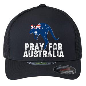 Pray for Australia Kangaroo Australian Flag Flexfit Unipanel Trucker Cap