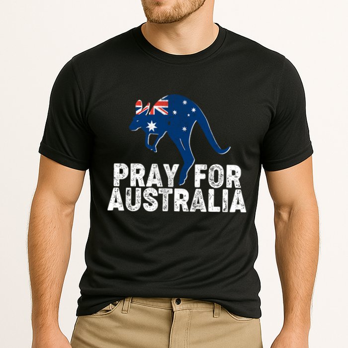 Pray for Australia Kangaroo Australian Flag Cooling Performance Crew T-Shirt