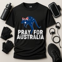 Pray for Australia Kangaroo Australian Flag Cooling Performance Crew T-Shirt