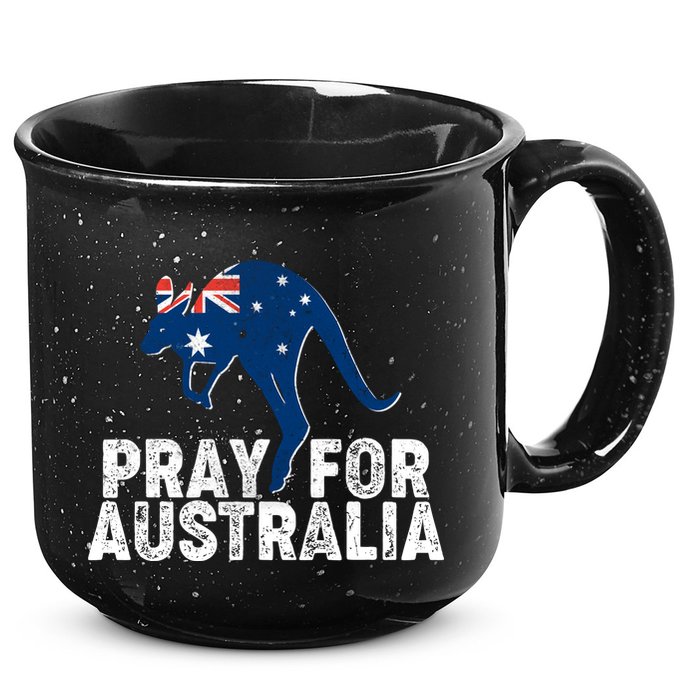 Pray for Australia Kangaroo Australian Flag 15oz Campfire Ceramic Mug